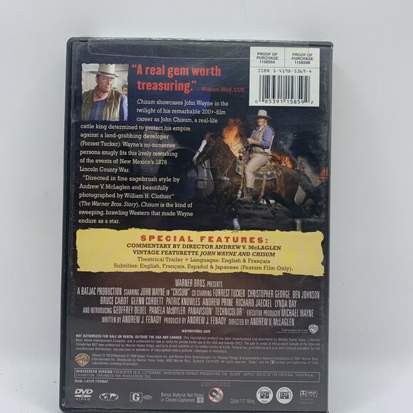 Chisum (DVD)  Warner Home Video Western Rated G Widescreen - Picture 2 of 4